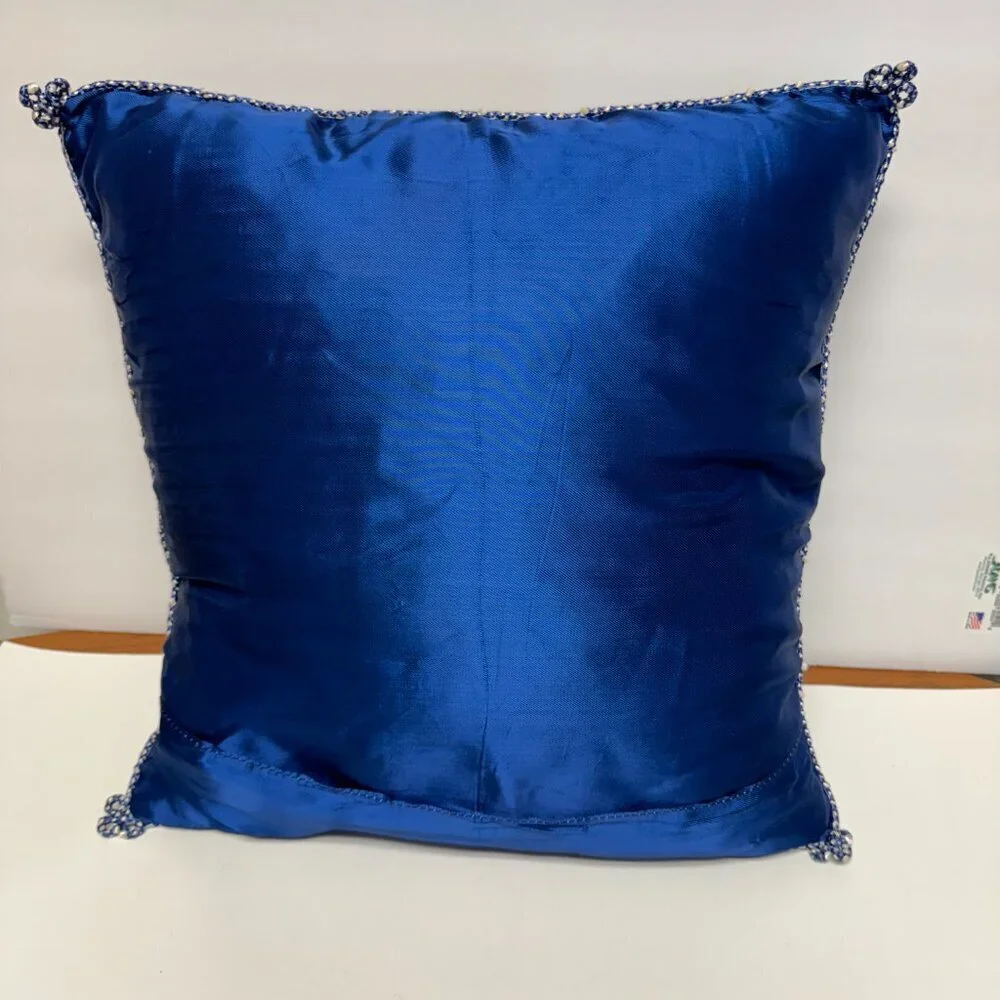 Like NEW  Vintage Asian Pillow Case Cover  Satin Blue
